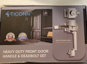 (NEW) Front Door Handle Set, Heavy Duty, Square, Single Cylinder Deadbolt - Picture 1 of 3