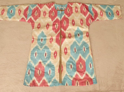 TraditionalHandmade Uzbek Cotton Ikat Kaftan Robe Chapan Jacket Coat AsiaSize 54 • 49.01€