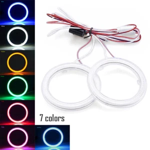 UK - 1 Pair Car DRL Fog Headlights COB Angel Eyes Halo Ring LED Light Universal - Picture 1 of 18