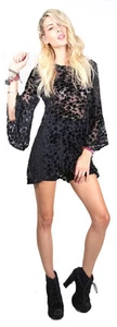 Gypsy Junkies BLACK PINK Mimi Blossom Cover UP Floral Lace Free People - Picture 1 of 8