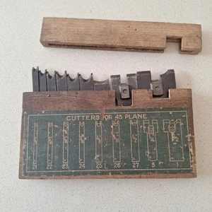 Antique Stanley No. 45 Combination Wood Plane Cutter Blade Set Complete - Picture 1 of 9