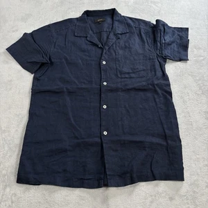 Camisa de campamento Quince 100 % europea de lino para hombre S pequeña azul manga corta cuello bucle - Imagen 1 de 10