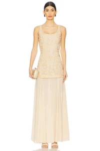 Maxi Vestido Revolve LPA Simona Crema Floral Encaje Bustier Detalle XS NUEVO CON ETIQUETAS PRECIO DE VENTA SUGERIDO POR EL FABRICANTE 278 USD - Imagen 1 de 12