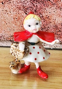 Vintage Rotkäppchen Miniatur Figur Bone China 2" Japan - Bild 1 von 4
