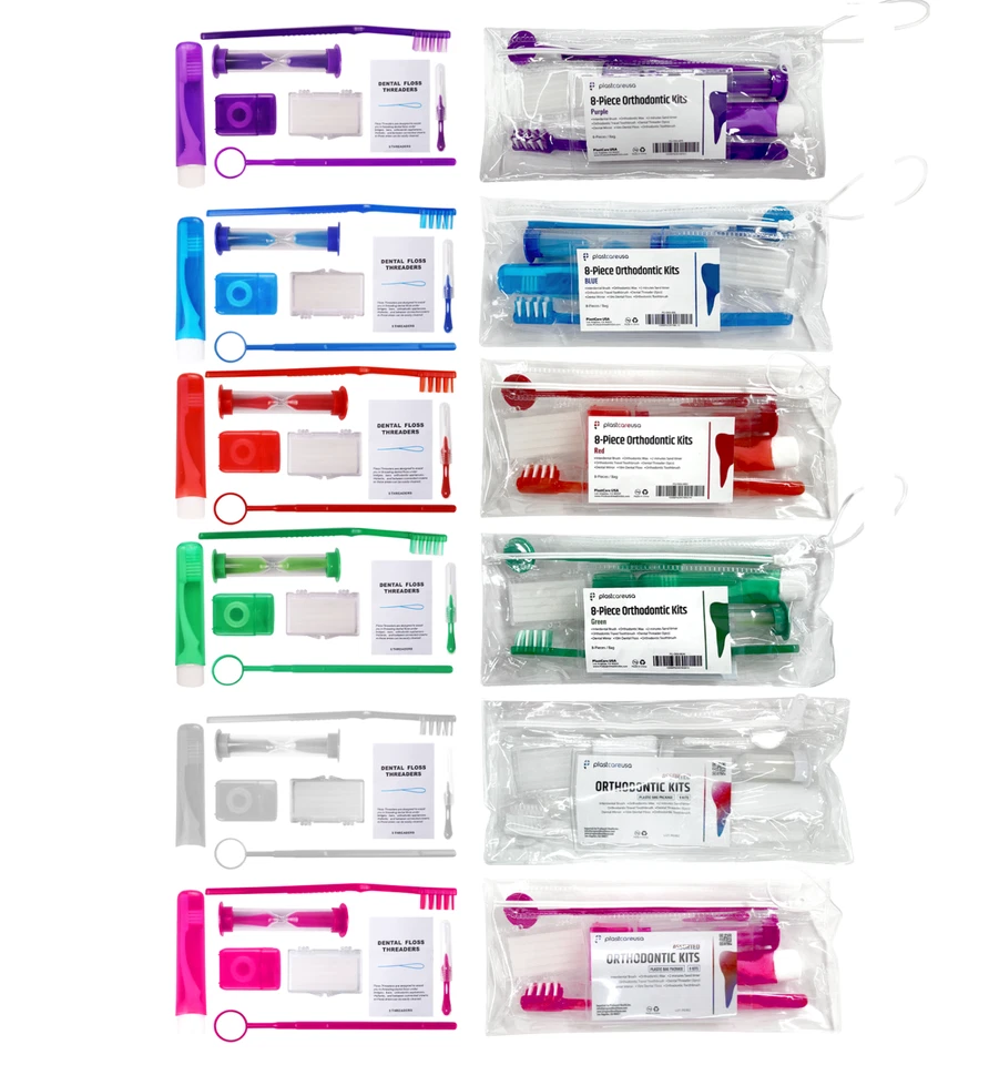 12 kits de ortodoncia para pacientes 8 piezas surtidos paquetes de cuidado de aparatos ortopédicos higiene dental viaje Foto 1 de 4