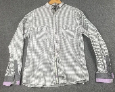 English Laundry Blaque Label Men's Long Sleeve Button Down Shirt Black White L - Image 1 of 4