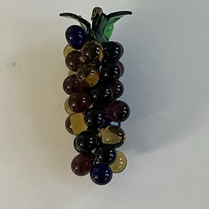 Murano Handmade Blown Glass Grapes Grape Cluster Bunch Purple Yellow Italy - Picture 1 of 4