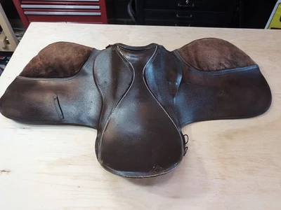 Sillín inglés AP vintage usado taza plateada 15,5" marrón oscuro Foto 1 de 4