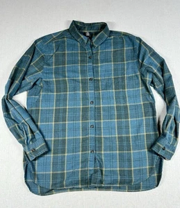 Mountain Hardwear Top Women Sz M Blue Plaid Button Outdoor Flannel Long Sleeve - Picture 1 of 13