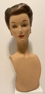 IMPRESIONANTE CABEZA MANIQUÍ EXPOSITOR MOSTRADOR JOYERÍA CON OREJAS PERFORADAS AÑOS 40 RARO - Imagen 1 de 18