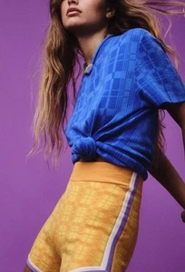 Nagnata Blue Geo Tee Cobalt Yoga Leasure Wear Brand New S M - Picture 1 of 3
