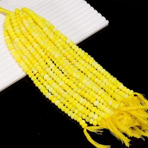 Yellow Opal Gemstone Rondelle Shape Smooth Beads 6X6 8X8 mm Strand 8" GB-1003 - Picture 1 of 4