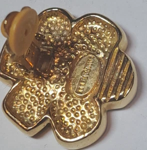 Orecchini Vintage Laura/Belle Firmati Tono Oro Bottone Clip-on Fiore Sud Ovest - Foto 1 di 10