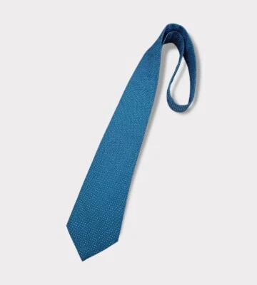 РОСКОШНЫЙ синий геометрический шелковый галстук LUIGI BORRELLI ИТАЛИЯ  - Изображение 1 из 3