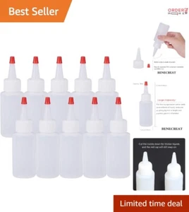 20 Pack 2oz Plastic Squeeze Bottles with Red Caps for Crafts and Cooking - Picture 1 of 9