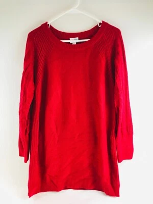 Suéter para mujer LuLaRoe talla mediana rojo liso manga larga cuello redondo tejido Foto 1 de 4