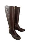 Michael Kors Brown Leather Knee High Side Zip Riding Boots Womens Size 6.5 M