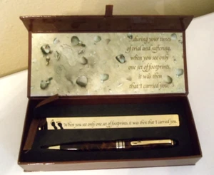 Dicksons Fußabdrücke Lesezeichen vergoldet & Stift goldene Regeln inspirierender Glaube - Bild 1 von 8