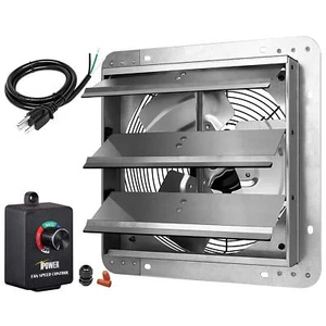1 or 2 Pack 12 Inch Shutter Exhaust Fan with Speed Controller and Power Cord Kit - Picture 1 of 11