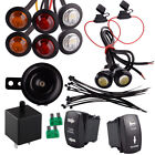 Turn Signal Horn Reverse Rocker Switch LED Light Kit Fit for Golf Cart ATV UTV.