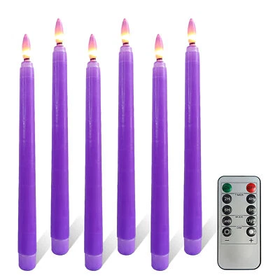 11" Leopard Flameless Taper Candles with Remote set of 6 Flickering LED Candles - Image 1 of 4