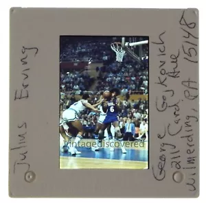Foto de transparencia deslizante original vintage de 35 mm de Julius Dr. J. Erving 76ers de 1970 - Imagen 1 de 2