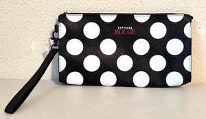2018 Sephora Rouge Black and White Polka Dot Makeup Bag w/Tag 10" x 5.5" - Picture 1 of 6