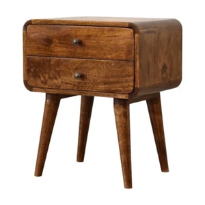 Bedside Table Nordic Style Solid Wood Chestnut Finish UK Free Delivery✅ - Picture 1 of 7
