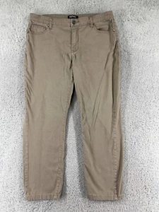 Buffalo David Bitton Pant Womens 12 Beige Cotton Blend Ankle Grazer Skinny 32x24 - Picture 1 of 14