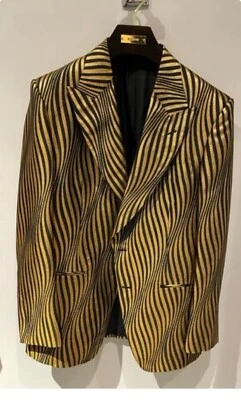 Tom Ford NWT $5390. Atticus Gold & Black Stripe   Jacket Blazer I52R US 42R - Image 1 of 2