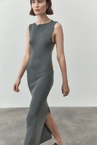 St Agni Cut out knit midi dress in castor grey - size M - Picture 1 of 6