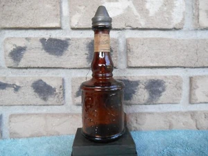 Vintage Stetson After Shave Lotion Brown Embossed Glass 5 oz. Bottle Splash Top - Picture 1 of 11
