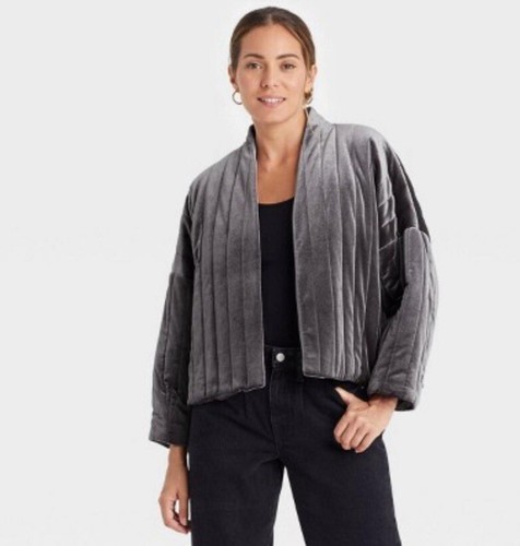 VETEMENTS Giacca corta aperta velluto trapuntato grigio nuova con etichetta A New Day OSFM