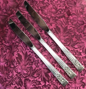 3 PCs CORONATION 1936 Oneida Modern Hollow 8.5" Dinner Grille Knife Silverplate - Picture 1 of 7