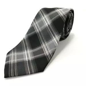 Pierre Cardin Slim Luxury Tie Gray White Plaid Necktie 60" x 2.75" Ships Fast! - Picture 1 of 5