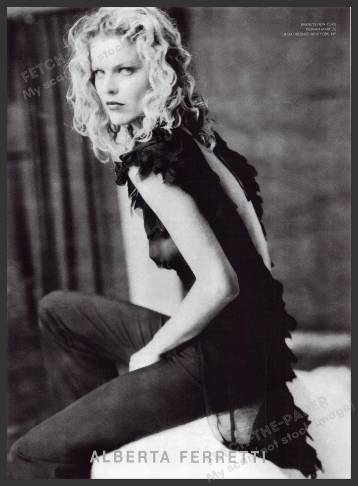 Alberta Ferretti 2000s Print Advertisement 2002 Blonde Model Black & White - Image 1 of 1