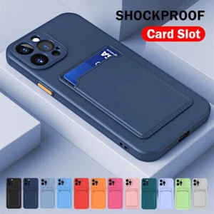 Case For iPhone 16 Pro 16e 15 Pro MAX Silicone ShockProof Cover Card Slot Holder - Picture 1 of 36