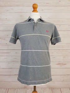 Fred Perry Herren Poloshirt Grau Kurzarm Kragen Baumwolle Gestreift Größe S - Bild 1 von 8