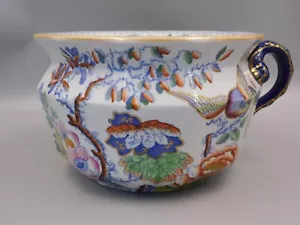 RARE ANTIQUE MASONS IRONSTONE HAND PAINTED FLYING BIRD CHAMBER POT. - Picture 1 of 4