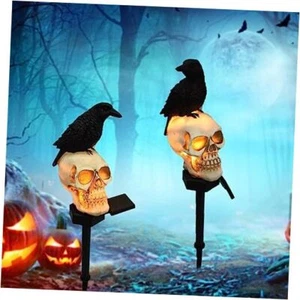 Halloween Decorations Outdoor Solar Scary Skull Lights,2PCS Halloween Skeleton - Picture 1 of 7