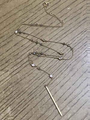 Alwand Vahan AV Gold over 925 Sterling Silver Labradorite Lariat Bar Necklace - Image 1 of 4