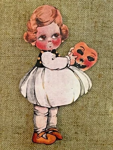 Sie wählen Vintage inspiriert Mädchen hält Jol Halloween Maske Cardstock Dekoration - Bild 1 von 7