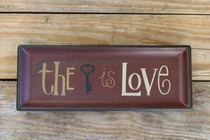 Primitive Decor Decorative Tray The Key Is Love Hearthside Collection - Picture 1 of 2