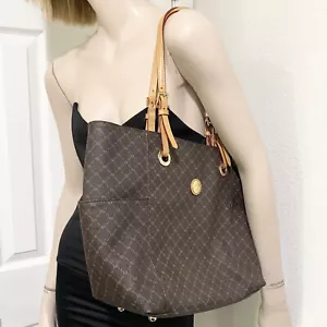 RIONI Moda Italia STN-20264 Monogram Dual Strap Leather Cascade Saddle Tote Bag - Picture 1 of 19