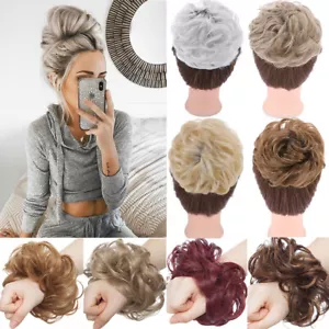 Natural Curly Messy Bun Real as Human Hair Piece Scrunchie Updo Hair Extensions - Picture 1 of 51