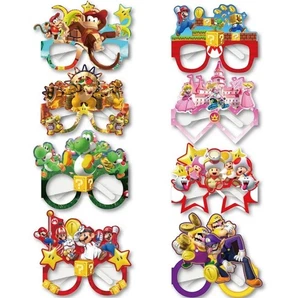 16pcs Super Mario Paper Party Glasses Birthday Decoration Photo Prop 8 Designs - Picture 1 of 2