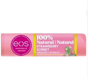 EOS Strawberry Sorbet 100% Natural Organic Shea Lip Balm Smooth Crack 0.14 Oz - Picture 1 of 16