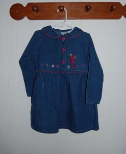 Vintage Denim Elmo Embroidered Dress Size 5 - Picture 1 of 3