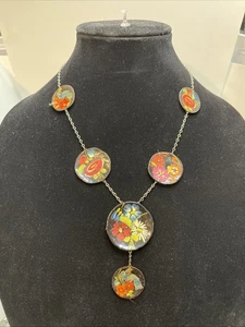 "Hermoso collar vintage hecho a mano de México con astillas de madera pintadas a mano 24""" - Imagen 1 de 18