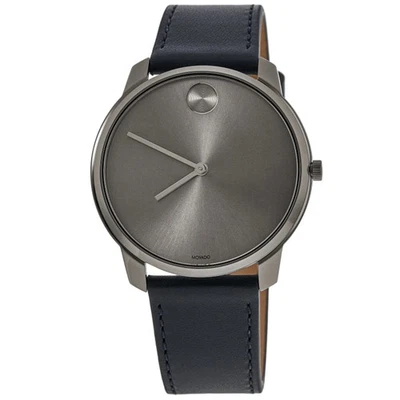 New Movado Bold Thin Grey Dial Blue Leather Strap Men's Watch 3600586 - Image 1 of 4
